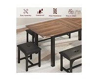 gaomon 5-Piece Dining Table Set for 4-6, 63" Extendable Dining Room Table Set for 4,Dining Table Set for 6 with Metal Frame,Kitchen Table & Chairs Set