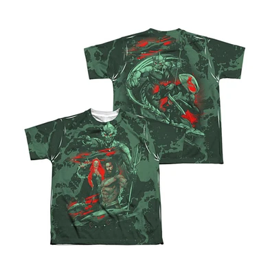 Aquaman Movie Boys Good And Evil (Front/Back Print) Short Sleeve Poly Crew Tee / T-Shirt