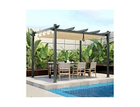 Slickblue Sturdy Outdoor Pergola Gazebo with Retractable Canopy for Patio or Garden