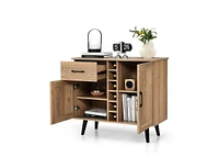 Slickblue Modern Mid-Century Style Kitchen Buffet Dining Sideboard Cabinet with Wine Rack for Stylish Storage