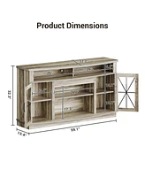 gaomon 59" Farmhouse Tv Stand Media Entertainment Center Tv Cabinet with Acrylic Door Storage Cabinets and Adjustable Shelves Mid Century Modern Conso