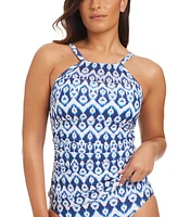 Beyond Control Women's Fine Ikat High-Neck Tankini