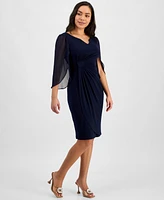 Connected Petite Chain-Detail Sheer-Sleeve Sheath Dress