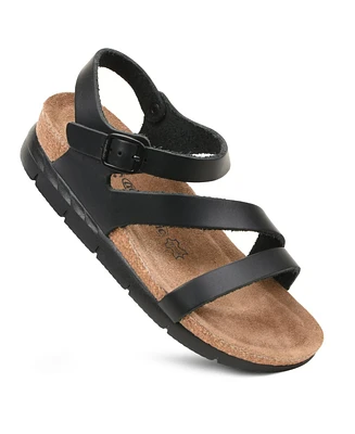 Aerothotic Ares Comfortable Memory Foam Leather Platform Sandals with Arch Support