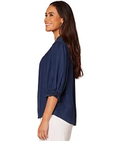 Democracy Petite Elbow-Sleeve Button-Front Shirt