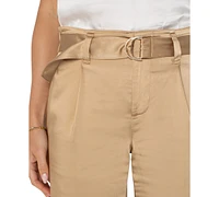 Liverpool Los Angeles Women's Belted Paper-Bag-Waist Wide-Leg Pants