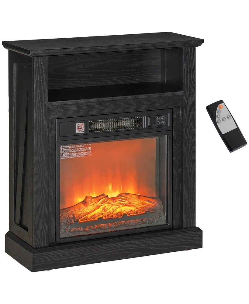 Homcom 27" Electric Fireplace Heater with Mantel & Remote Control,