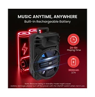 Pyle 12" Portable Bluetooth Pa Speaker System - Karaoke Speaker with Dj Led Lights, Usb/Fm/Bt/Aux, Remote Control