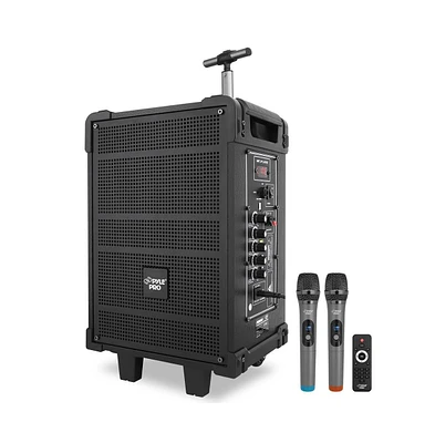 Pyle 8" Portable Wireless Bt Streaming Pa Speaker System - Built-in Rechargeable Battery, Wireless Microphone, Usb/Micro Sd/Fm, 350W