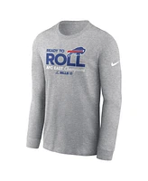 Nike Men's Heather Gray Buffalo Bills 2024 Afc East Division Champions Locker Room Trophy Collection Long Sleeve T-Shirt