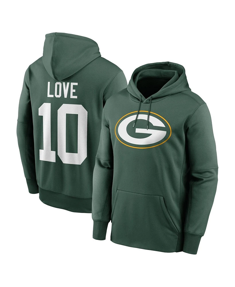 Nike Jordan Men's Love Green Green Bay Packers Player Name Number Performance Pullover Hoodie