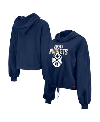 New Era Women's Navy Denver Nuggets 2024/25 City Edition Cropped Pullover Hoodie