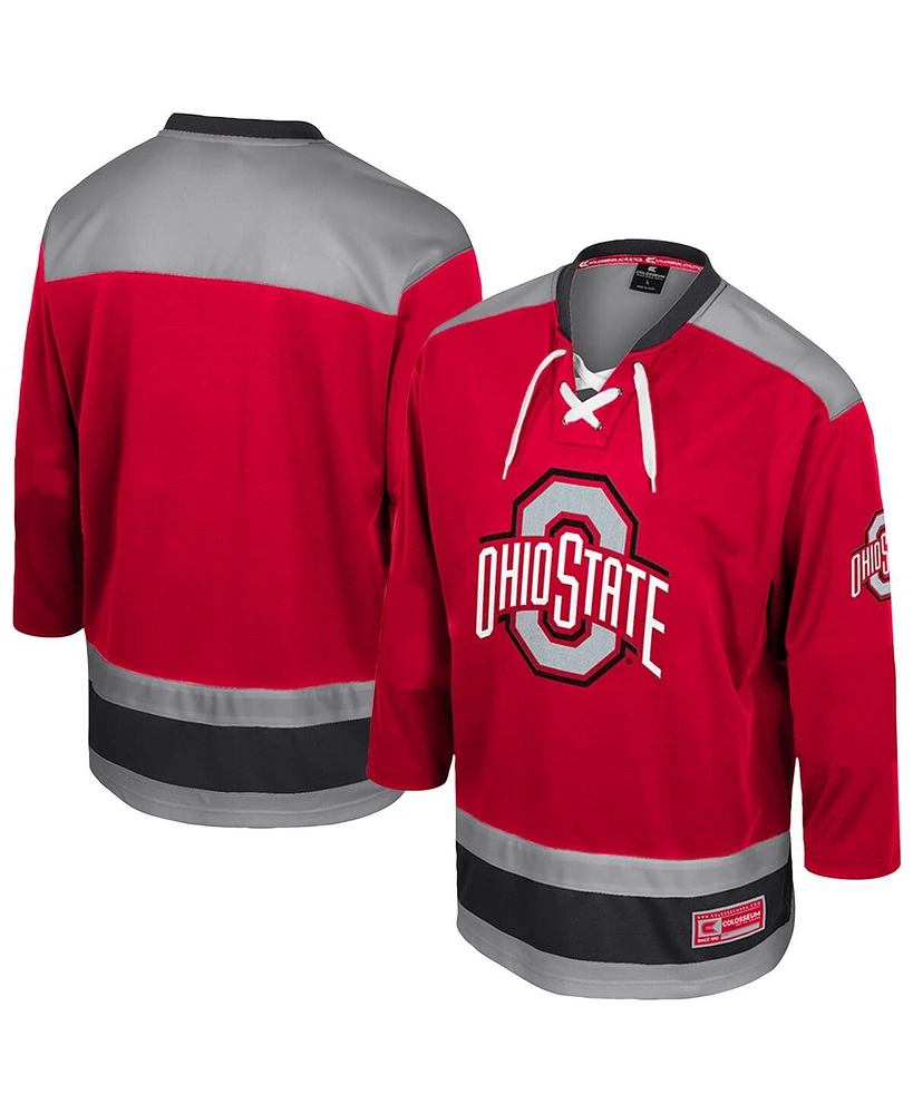 Colosseum Men's Scarlet Ohio State Buckeyes Athletic Machine Fashion Hockey Jersey