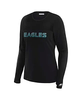 Wear by Erin Andrews x Gracie Hunt Women's Black Philadelphia Eagles Mesh Panel Long Sleeve T-Shirt