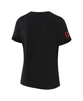 Wear by Erin Andrews x Gracie Hunt Women's Black Atlanta Falcons Draft Me Lace-Up T-Shirt