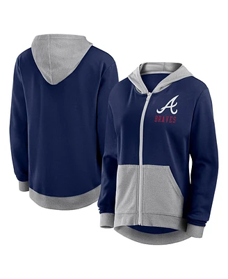 Fanatics Women's Navy Atlanta Braves Hit It French Terry Full-Zip Hoodie