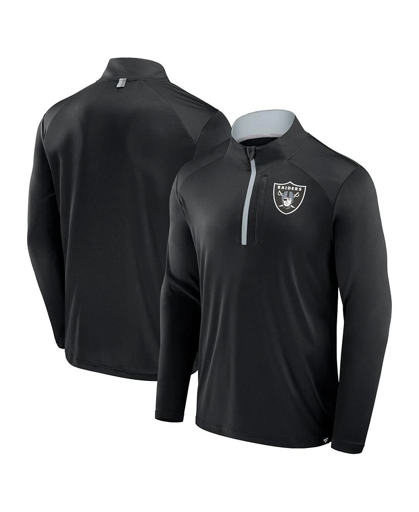 Fanatics Men's Black Las Vegas Raiders Defender Long Sleeve Quarter-Zip Jacket