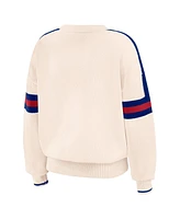 Wear by Erin Andrews Women's Cream New York Giants Stripe Pullover Sweater