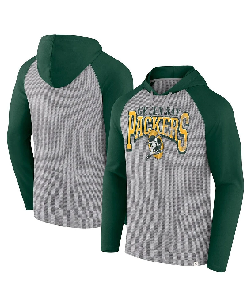 Fanatics Men's Gray/Green Green Bay Packers Under Center Long Sleeve Hoodie T-Shirt