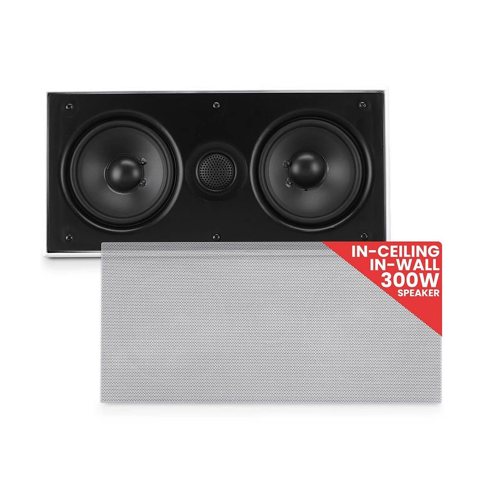 Pyle 5.25" Home In-Wall / Ceiling Speaker System - Dual 5.25" High-Power Woofers, Center/Left/Right Channel, 300W Max Power