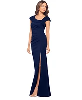 Xscape Petite Asymmetric Front Slit Evening Gown