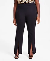 Bar Iii Trendy Plus High-Rise Pull-On Ponte Flare-Leg Pants, Exclusively at Macy's