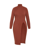 City Chic Plus Longline Split Sweater
