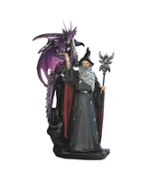 Fc Design "2-pc Set" 11"H Wizard with Purple Dragon and Magic Wand Figurine Statue Ornament Home Room Office Decor and Perfect Ideas for Housewarming,