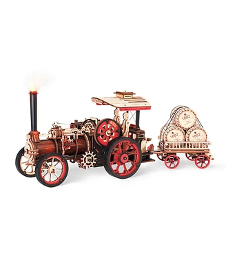 Robotime 3D Wooden Puzzle Engine Tractor Locomotive Electric Vintage Car Model Kit Toy , Multicolored, 14.1"4.7"5.7"