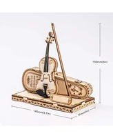 Robotime 3D Wooden Puzzle Violin Capriccio Model Gifts for Teen Adult, 5.7"3"6"