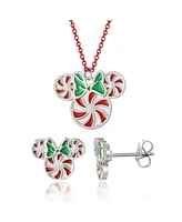 Disney Minnie Mouse Holiday Peppermint Minnie Necklace and Earring Set