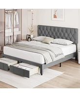 gaomon Upholstered Platform Bed Frame with Storage Drawers