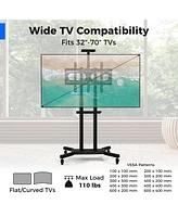 Gymax Mobile Tv Stand for 32-70 inch Flat or Curved TVs up to 110 lbs w/Av Shelf