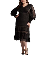 Tadashi Shoji Nyssa Bishop Sleeeve Dress - Plus Size