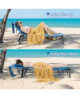 Gymax 5-Position Lounge Chair Adjustable Beach Chaise w/ Face Cavity & Pillows
