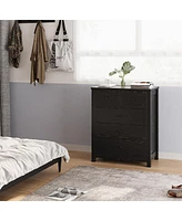 gaomon Black Dresser for Bedroom, Wood Rustic Chest of Drawers with Storage Drawers