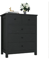 gaomon Black Dresser for Bedroom, Wood Rustic Chest of Drawers with Storage Drawers