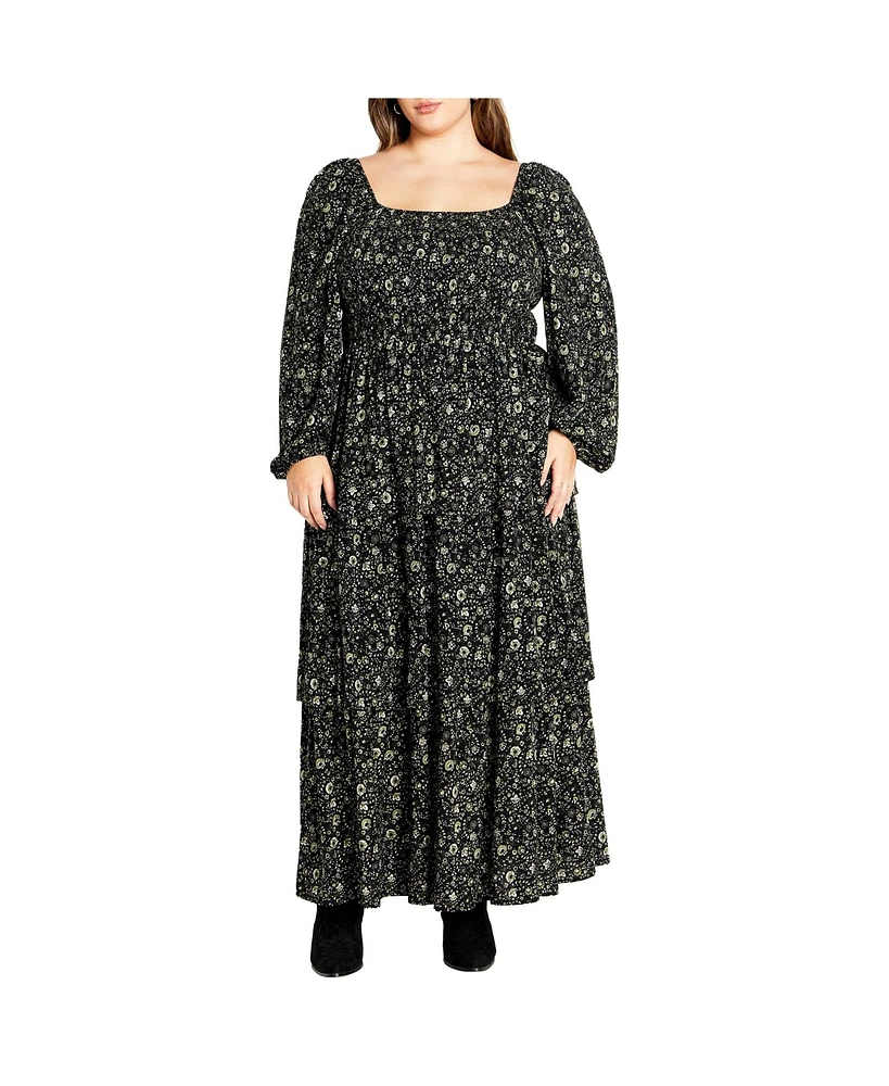 City Chic Plus Dahlia Tiered Maxi Dress