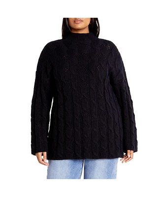 City Chic Plus Iris Cable Sweater