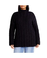 City Chic Plus Iris Cable Sweater