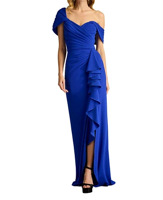 Tadashi Shoji Women's Drea Waterfall Flounce Gown