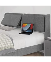 gaomon Queen Size Bed Frame with Cushioned Adjustable Headboard and Usb Ports