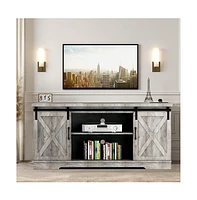 gaomon Farmhouse Tv Stand with Storage, Entertainment Center with Sliding Barn Doors, Modern Media Tv Console Tv Stands for Living Room Bedroom