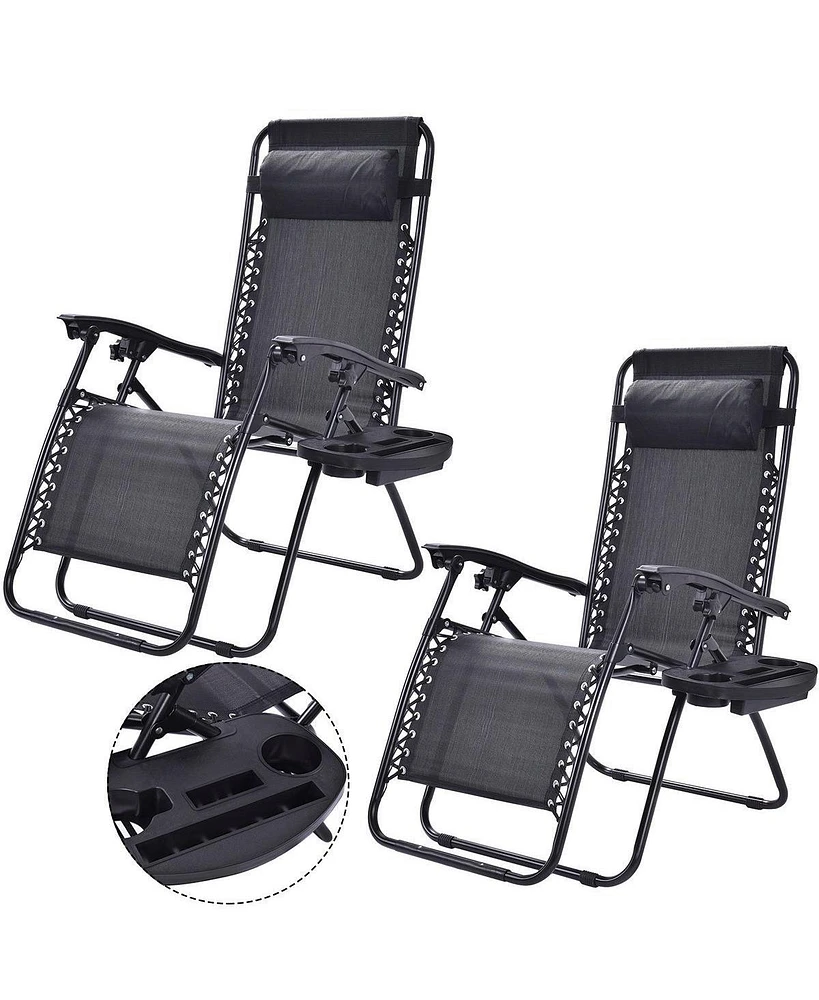 Slickblue Set of 2 Folding Outdoor Zero Gravity Lounge Chair Recliner