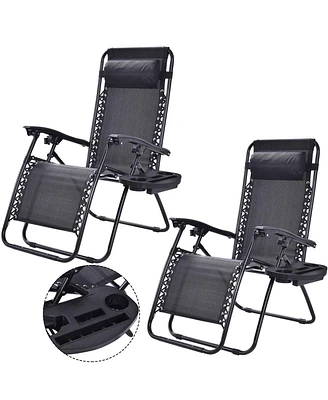 Slickblue Set of 2 Folding Outdoor Zero Gravity Lounge Chair Recliner