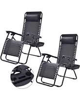 Slickblue Set of 2 Folding Outdoor Zero Gravity Lounge Chair Recliner