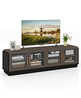 Gymax Large Tv Stand for TVs up to 75'' Console Table w/ 4 Tempered Glass Doors