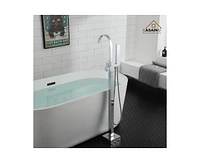 Casainc Single Handle Floor Mounted Freestanding Tub Filler with Diverter and Handheld Shower