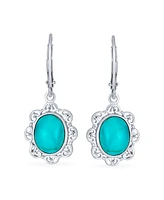 Bling Jewelry Boho Filigree Blue Natural Turquoise Dangle Earrings in Sterling Silver