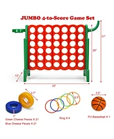 Gymax 2.5Ft 4-to-Score Giant Game Set Basketball Hoop Ring Game Indoor Outdoor